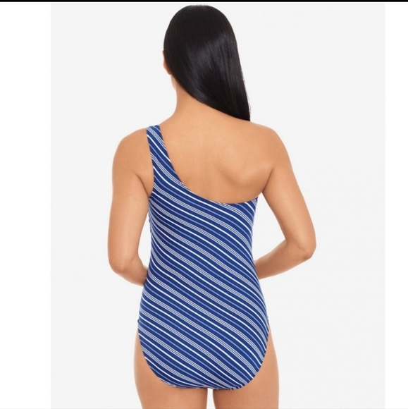 Ralph Lauren Striped One Shoulder One-Piece Swimsuit - Picture 3 of 9